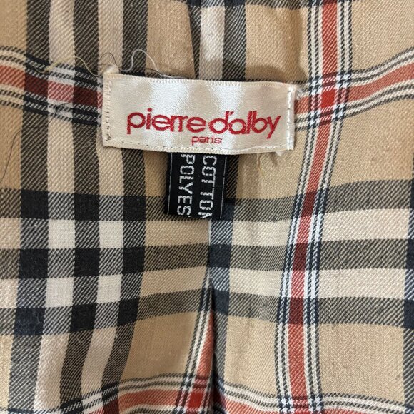 Womens M Vintage Purple Double-Breasted Mid Trench Coat belted plaid lining - Picture 10 of 11